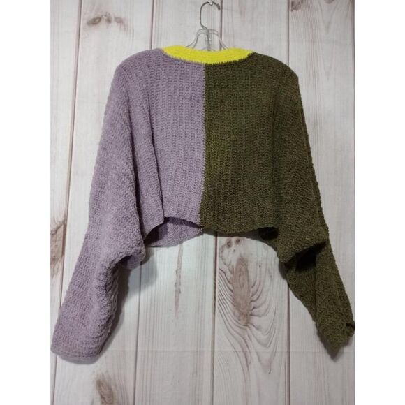 Urban Outfitters Sweater Ladies Small Cardigan Button Up Green Purple Cropped - Picture 2 of 6